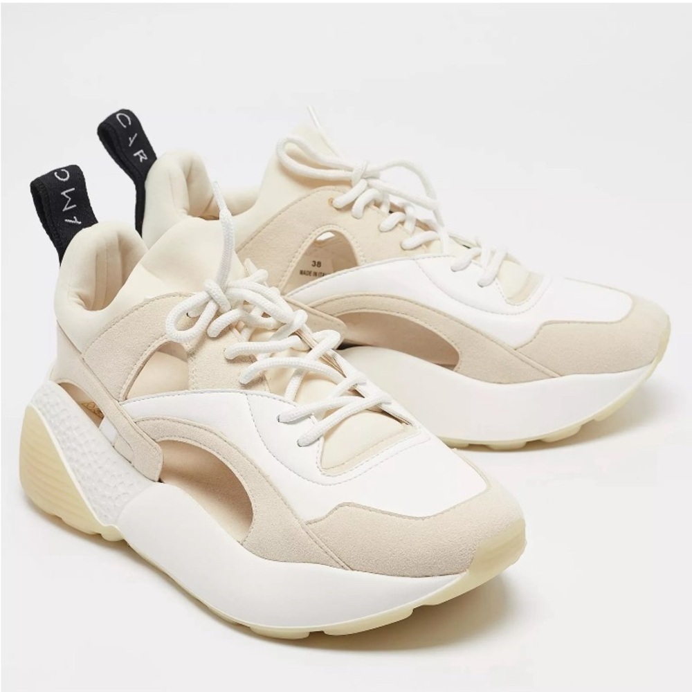 Stella McCartney Faux Leather And Faux Suede Eclypse Low Top Sneakers Size US7 - Picture 2 of 7